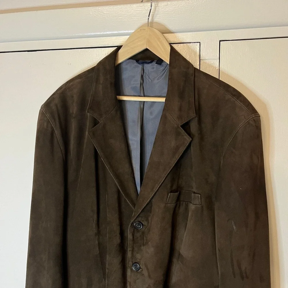 Jacob Siegel Men's Brown Suede Leather Blazer‎ Jacket Size 46R Exc Cond Pockets